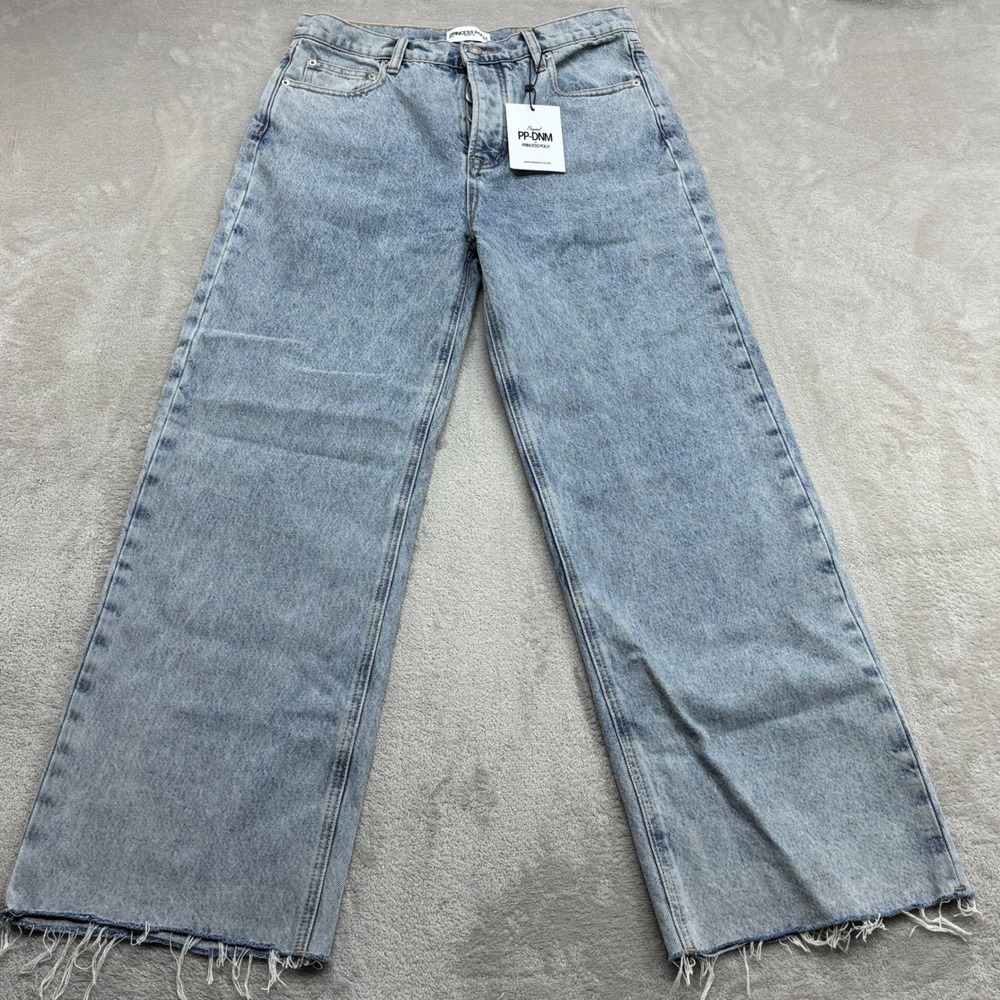 Princess Polly Fawcett Jeans Women 6 Light Wash Distressed Wide Leg Grunge Denim